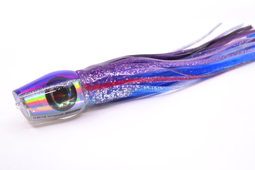 Moyes Lures Silver Rainbow Purple-Silver Back Taxi Eyes Medium Sumo 12" 6.8oz Skirted