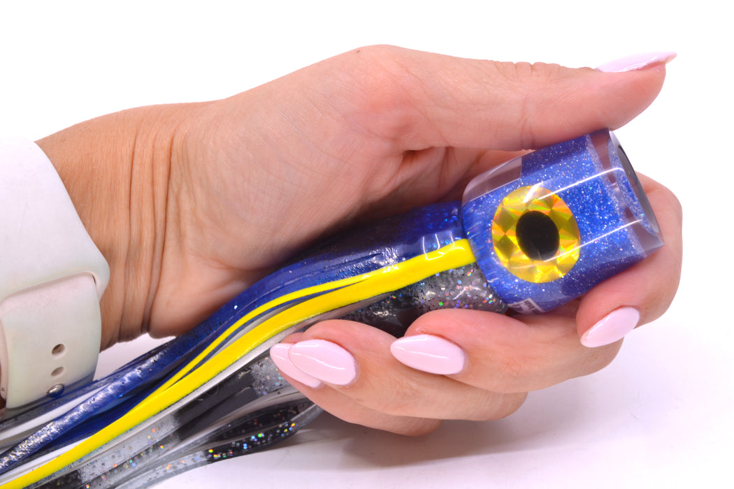 Azores Lures Blue Glittered Pearl Black-Gold Eyes Tuna Feast 9" 3oz Skirted