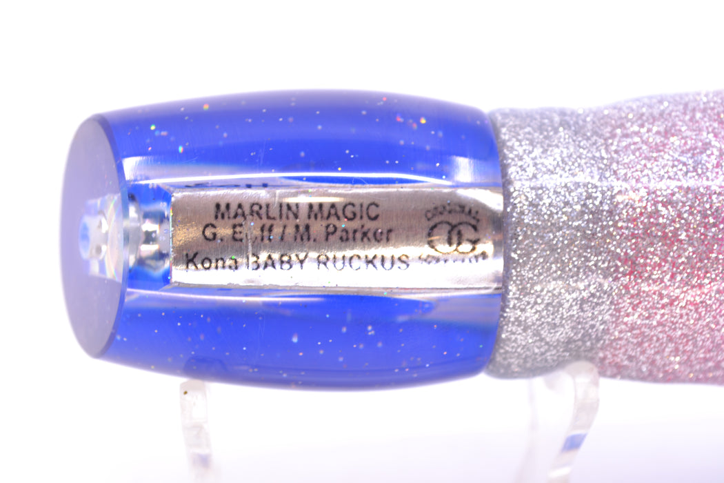 Marlin Magic Lures White Awabi Blue Back Taxi Eyes Baby Ruckus 10" 6.5oz Skirted Blue-Silver