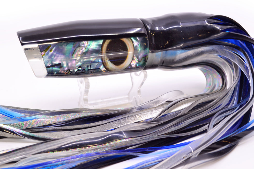 Marlin Magic Blue-Purple Abalone Black Back Large Plunger 12" 9oz Skirted Skipjack