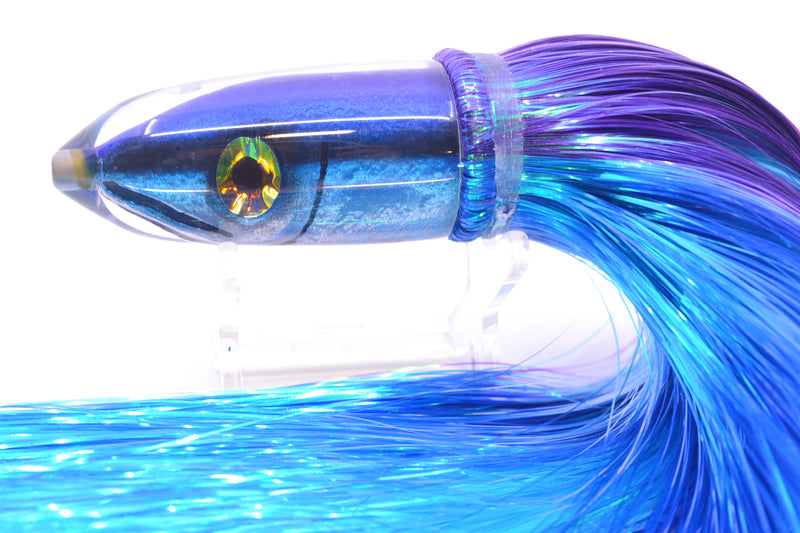Tsutomu Lures "Hardline Aku" Fish Head Ali'i Bullet 7" 5oz Strobez Purple-Blue