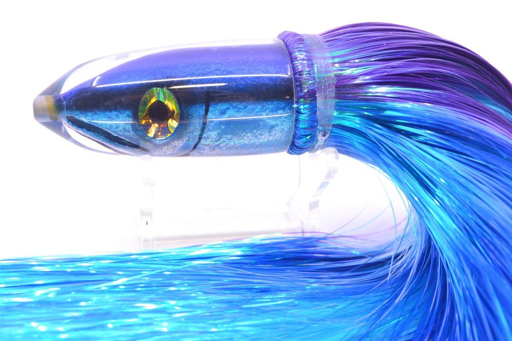 Tsutomu Lures "Hardline Aku" Fish Head Ali'i Bullet 7" 5oz Strobez Purple-Blue