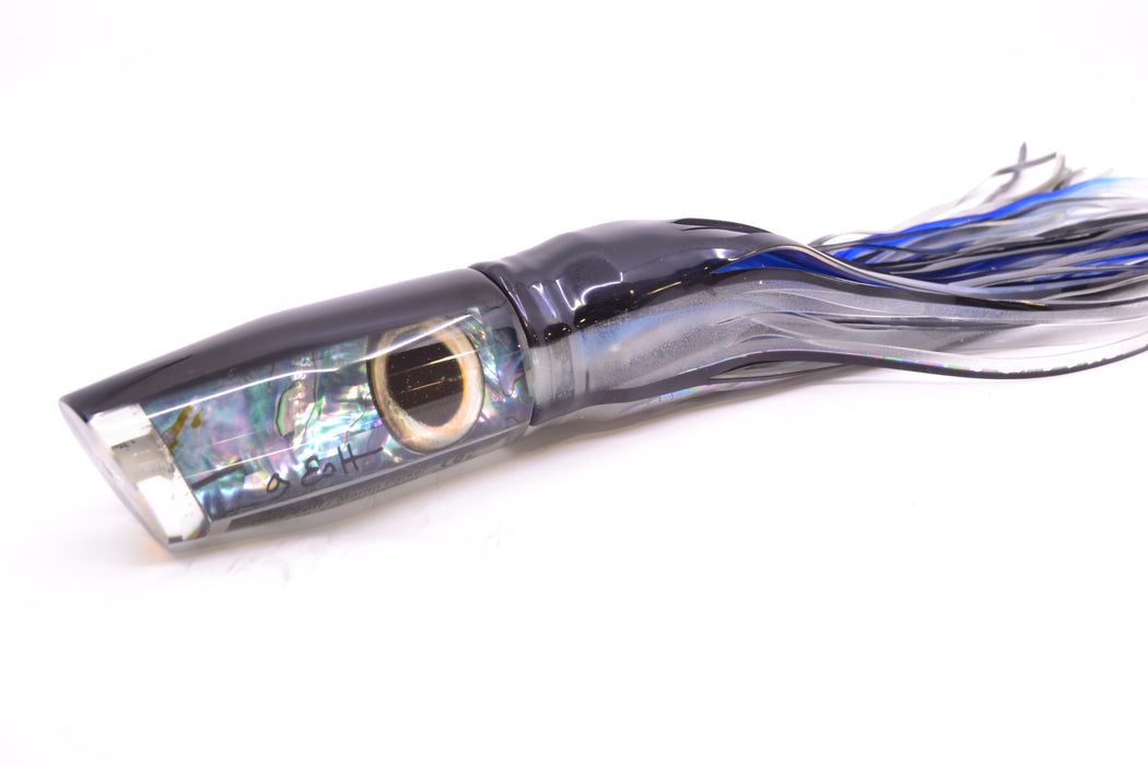 Marlin Magic Blue-Purple Abalone Black Back Large Plunger 12" 9oz Skirted Skipjack