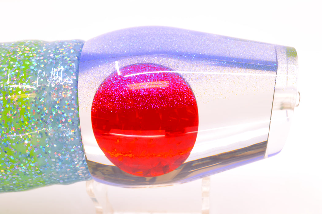 Moyes Lures Clear Mirrored Blue Glitter Back XL Sumo 16" 20.5oz Skirted Ice Blue/Rainbow