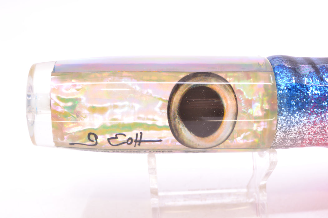 Marlin Magic White Awabi Taxi Eyes Large Hard Head 12" 7oz Skirted Blue Aurora/Pink