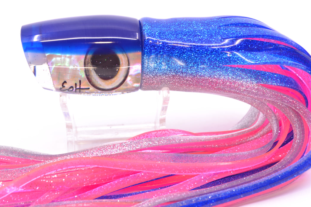Marlin Magic Lures White Awabi Blue Back Taxi Eyes Baby Ruckus 10" 6.5oz Skirted Blue-Silver