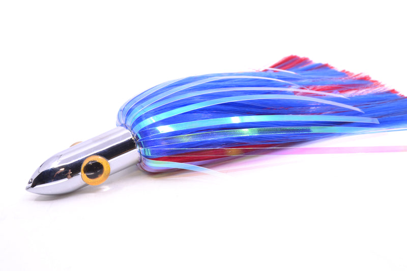 Iland Lures Blue-Red Flash Hair Chrome Head "Hawaiian Eye" Ilander 8.5" 2.5oz IL400F-BL/RD