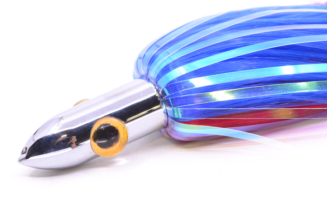 Iland Lures Blue-Red Flash Hair Chrome Head "Hawaiian Eye" Ilander 8.5" 2.5oz IL400F-BL/RD