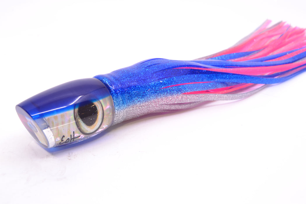 Marlin Magic Lures White Awabi Blue Back Taxi Eyes Baby Ruckus 10" 6.5oz Skirted Blue-Silver