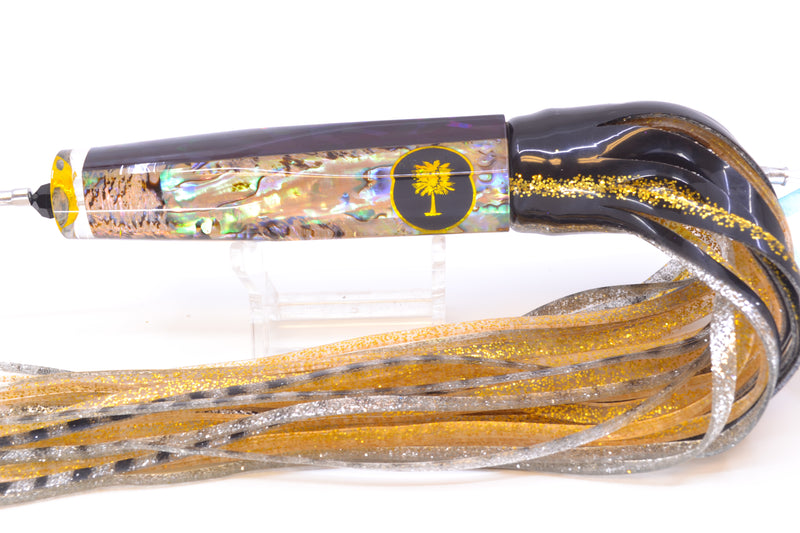 Palmetto Lures White Abalone Hoo's There 9" 9oz Skirted Black-Gold-Silver