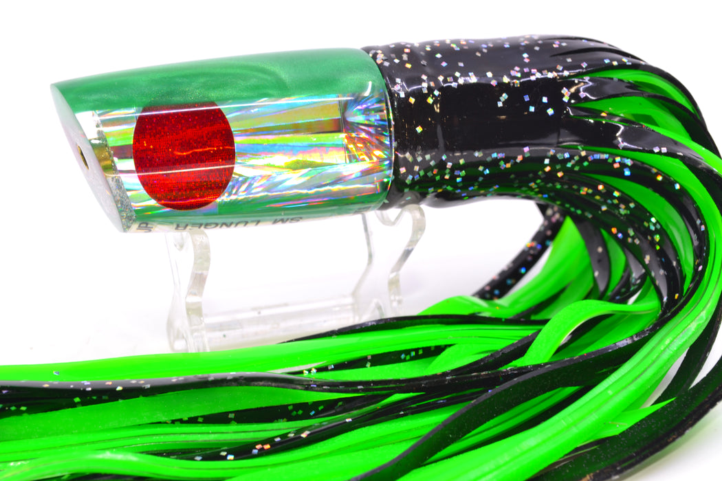 Koya Lures Silver Rainbow Starburst Green Back JP Small Lunger 10" 6oz Skirted Black