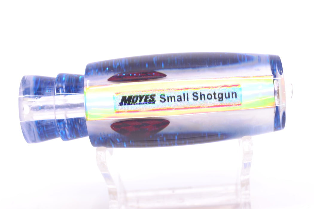 Moyes Lures White MOP Blue Glitter Back Red Eyes Small Shotgun 9" 2oz