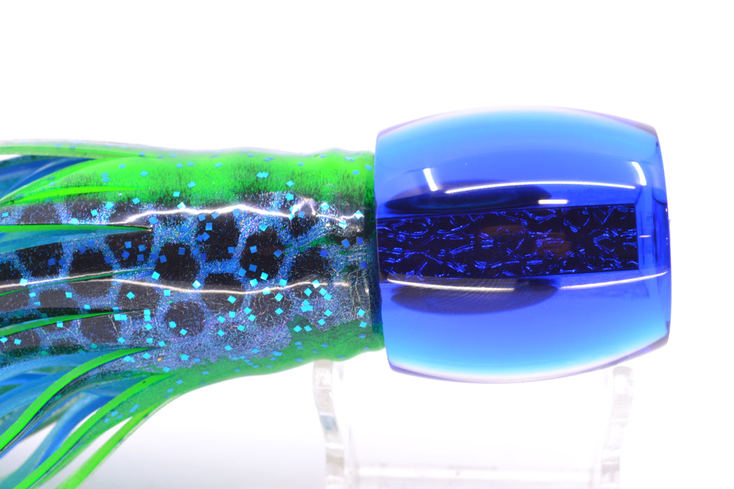 Moyes Lures Blue-Green Oil Slick Blue Back Taxi Eyes Large Secret 12" 6.5oz Skirted GZE