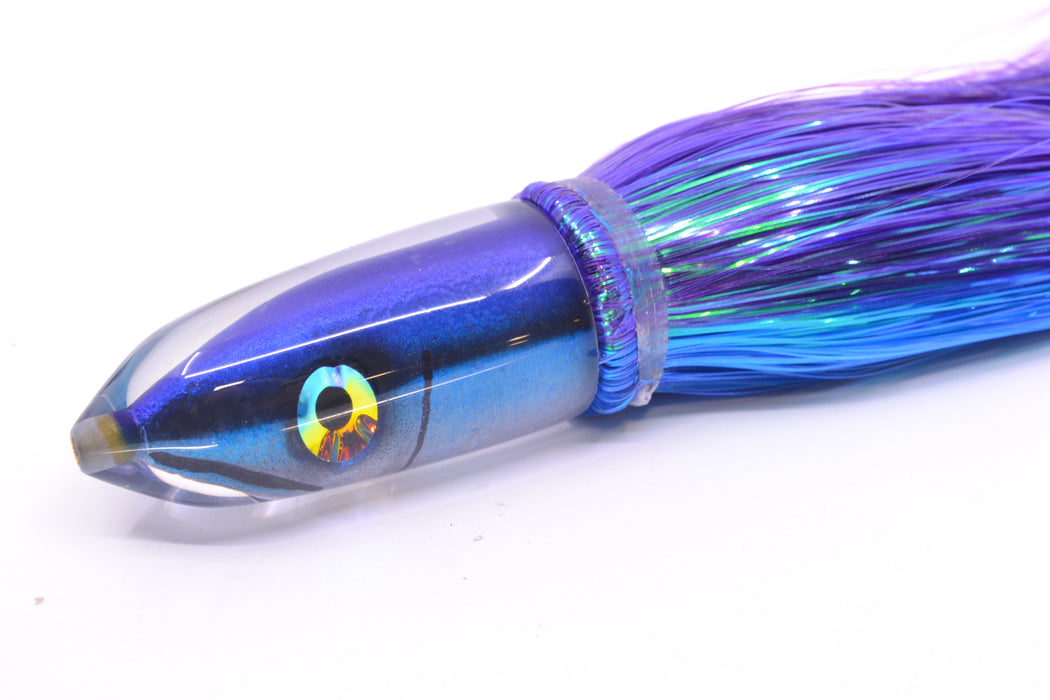 Tsutomu Lures "Hardline Aku" Fish Head Ali'i Bullet 7" 5oz Strobez Purple-Blue