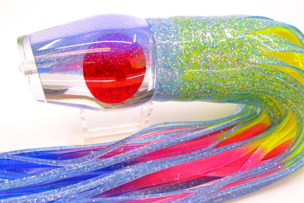 Moyes Lures Clear Mirrored Blue Glitter Back XL Sumo 16" 20.5oz Skirted Ice Blue/Rainbow