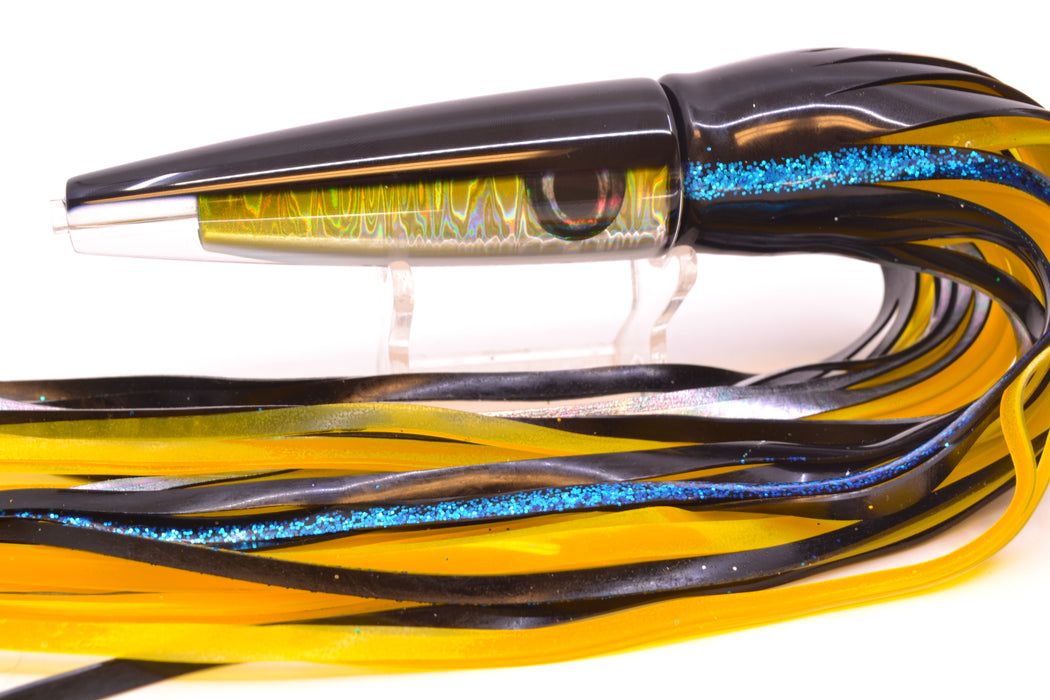 Moyes Lures Yellow-Silver Aurora Black Back Ono Rocket 9" 8oz Skirted Yellowfin