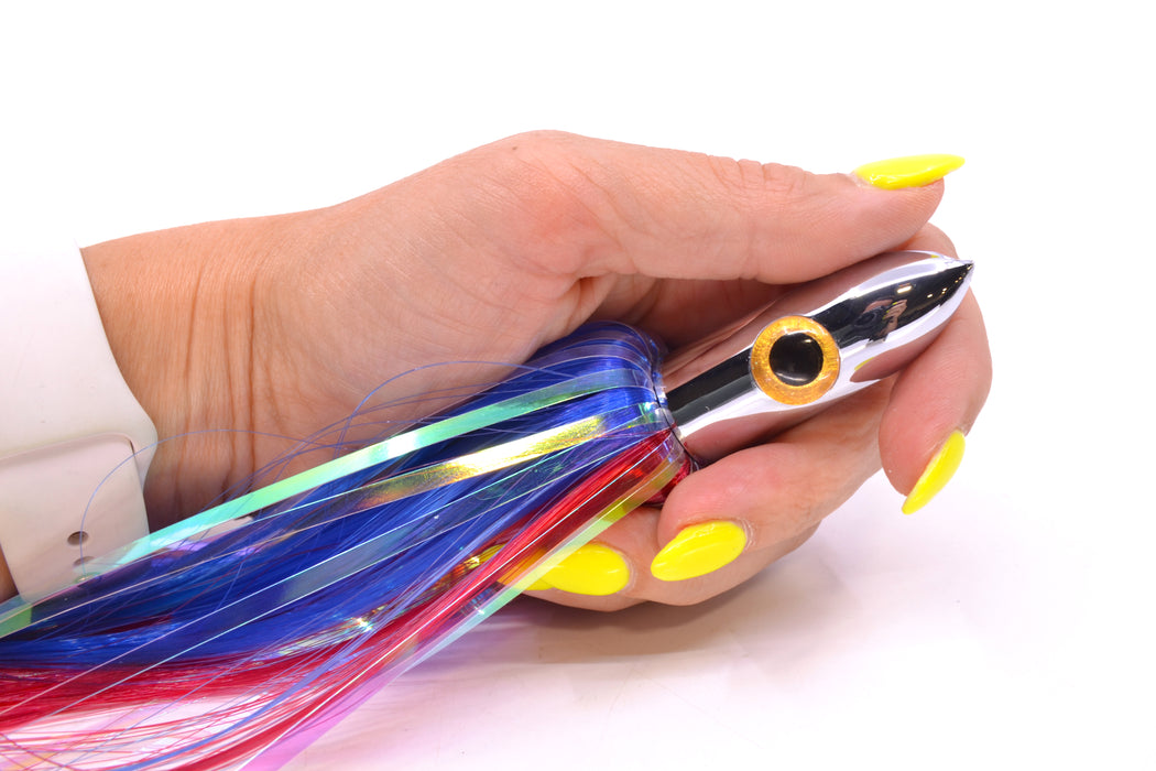 Iland Lures Blue-Red Flash Hair Chrome Head "Hawaiian Eye" Ilander 8.5" 2.5oz IL400F-BL/RD