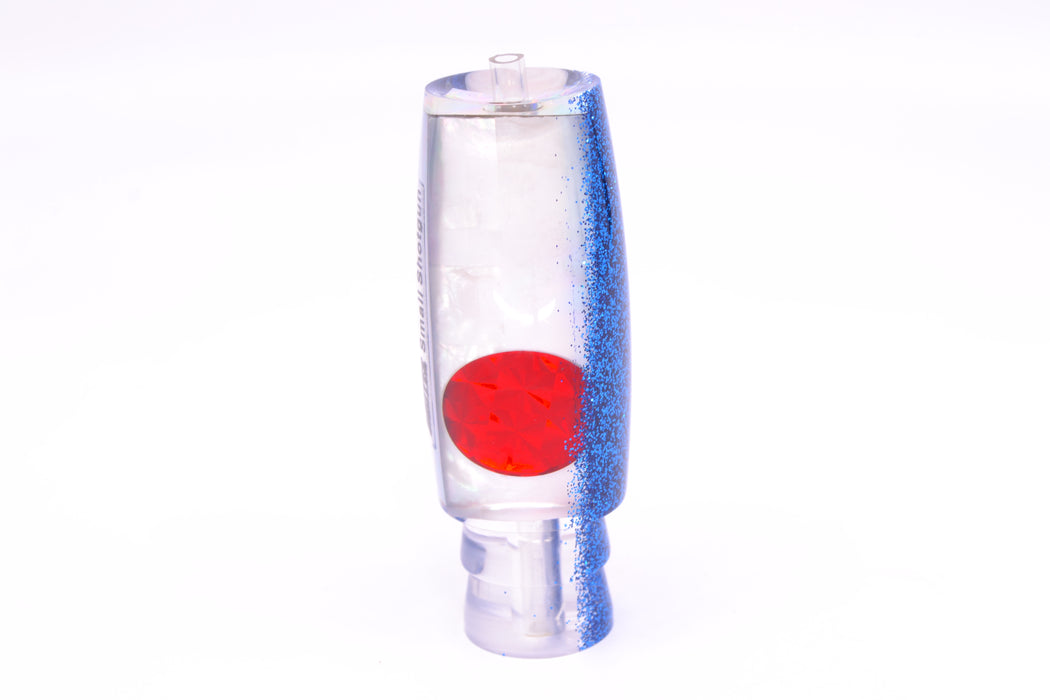Moyes Lures White MOP Blue Glitter Back Red Eyes Small Shotgun 9" 2oz