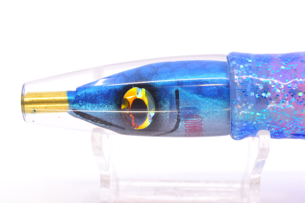 Tsutomu Lures Blue Dot Back Blue-Silver Fish Head Poke Invert 6" 3.2oz Skirted Blue Dots