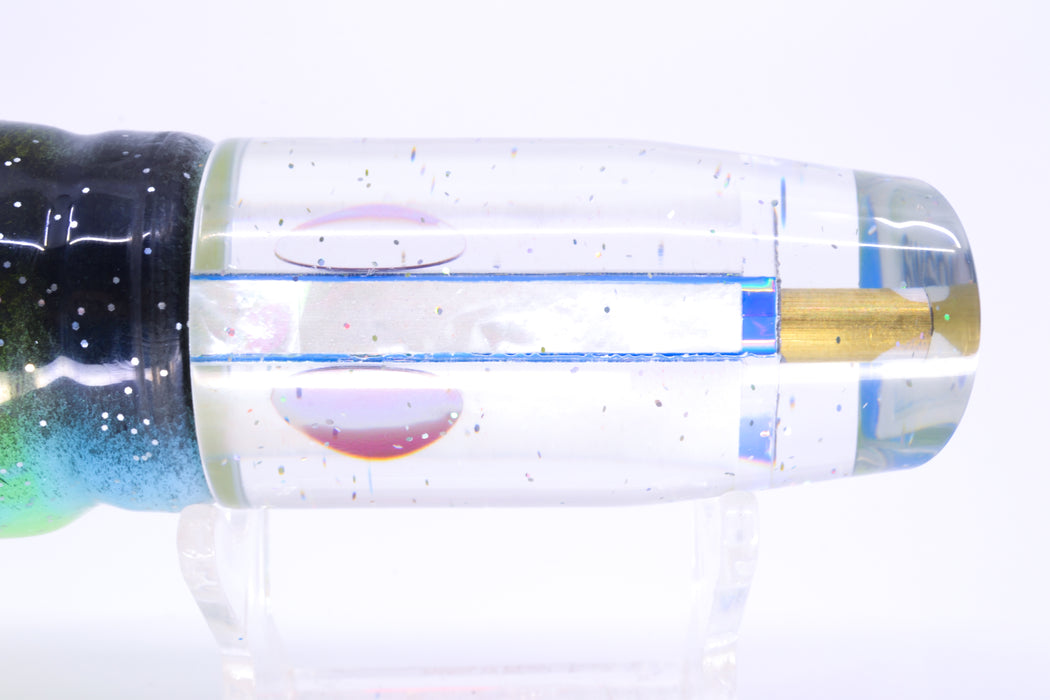 Tanigawa Lures White MOP Blue Rainbow Wrap Red Eyes Plunger 9" 6.4oz Skirted Fruit Salad