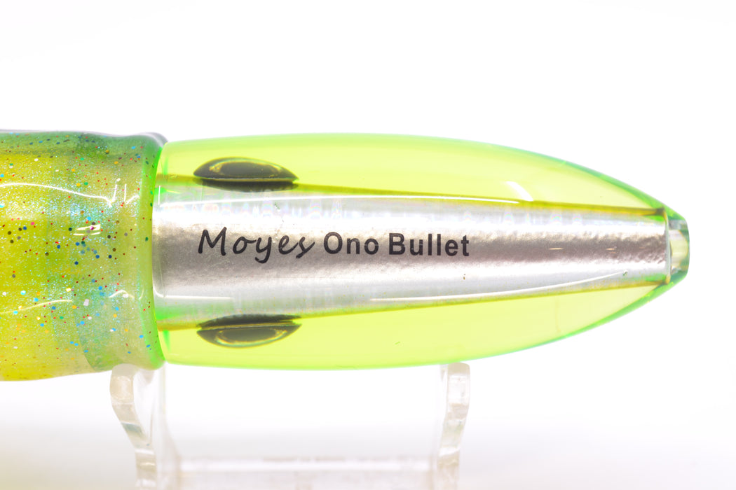 Moyes Lures Silver Aurora Green Back Keeled Medium Ono Bullet 9" 8.7oz Skirted GZE