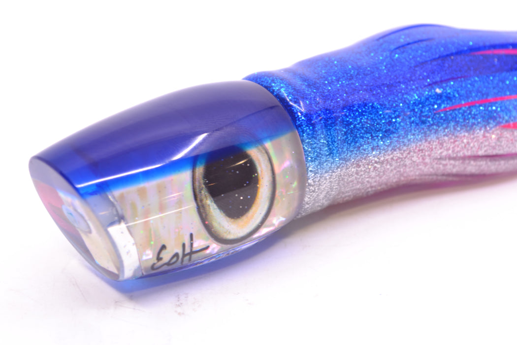 Marlin Magic Lures White Awabi Blue Back Taxi Eyes Baby Ruckus 10" 6.5oz Skirted Blue-Silver