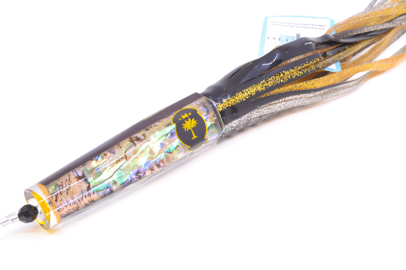 Palmetto Lures White Abalone Hoo's There 9" 9oz Skirted Black-Gold-Silver