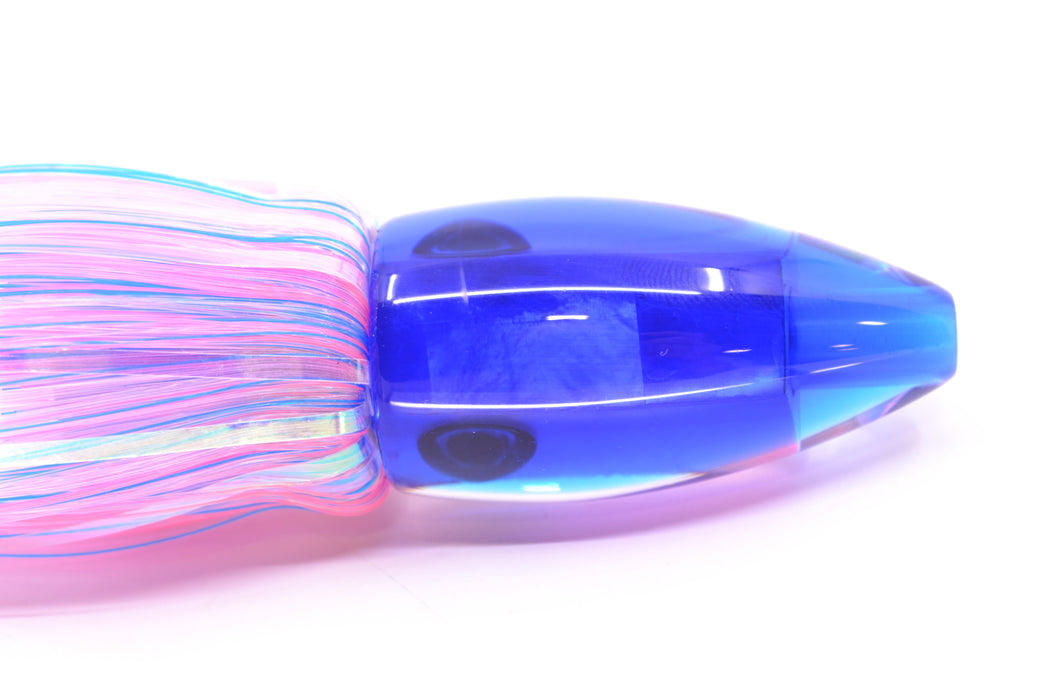 Moyes Lures Pink MOP Blue Back Poon 5" 1.3oz Skirted Mixed Blue-White-Pink Hair