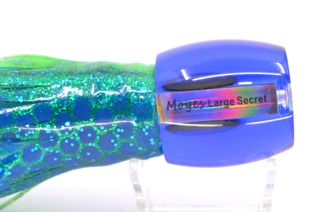 Moyes Lures Blue-Green Oil Slick Blue Back Taxi Eyes Large Secret 12" 6.5oz Skirted GZE