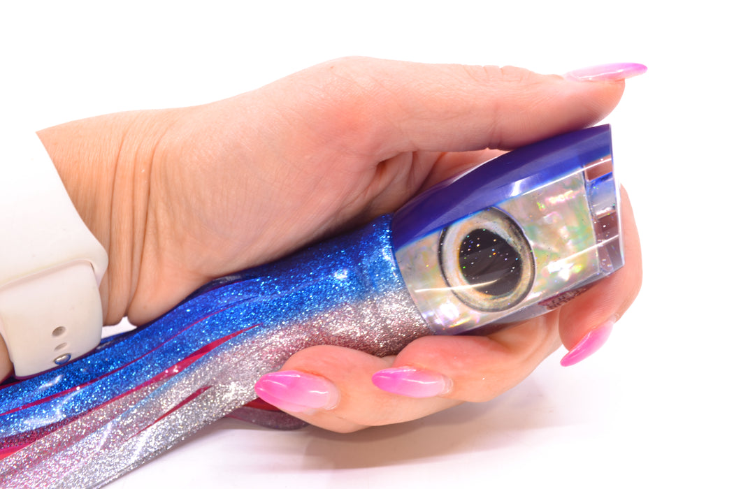 Marlin Magic Lures White Awabi Blue Back Taxi Eyes Baby Ruckus 10" 6.5oz Skirted Blue-Silver
