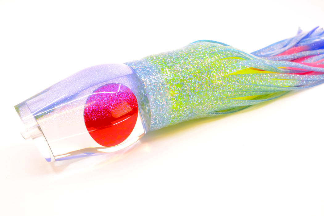 Moyes Lures Clear Mirrored Blue Glitter Back XL Sumo 16" 20.5oz Skirted Ice Blue/Rainbow