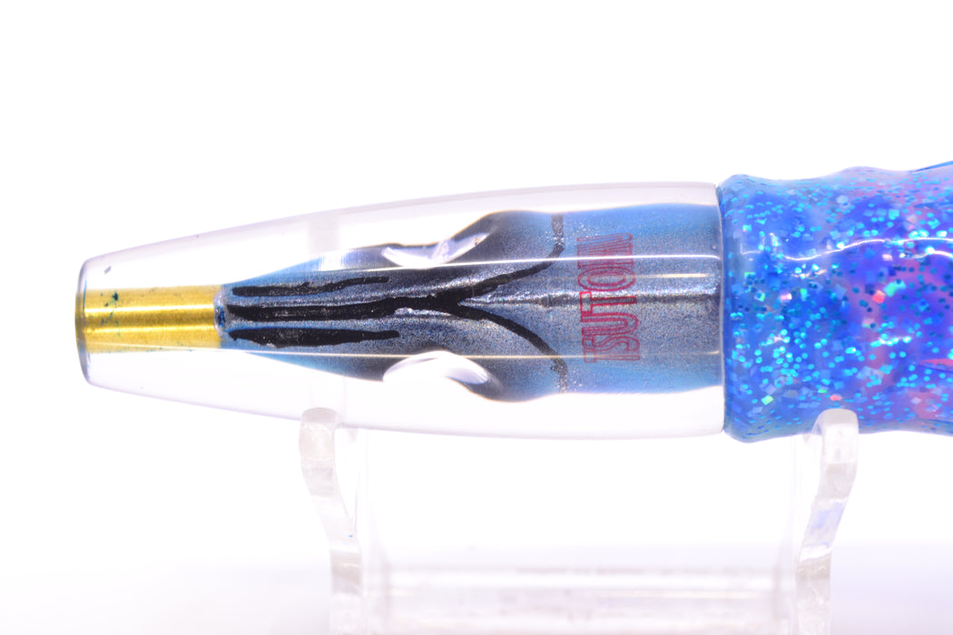 Tsutomu Lures Blue Dot Back Blue-Silver Fish Head Poke Invert 6" 3.2oz Skirted Blue Dots