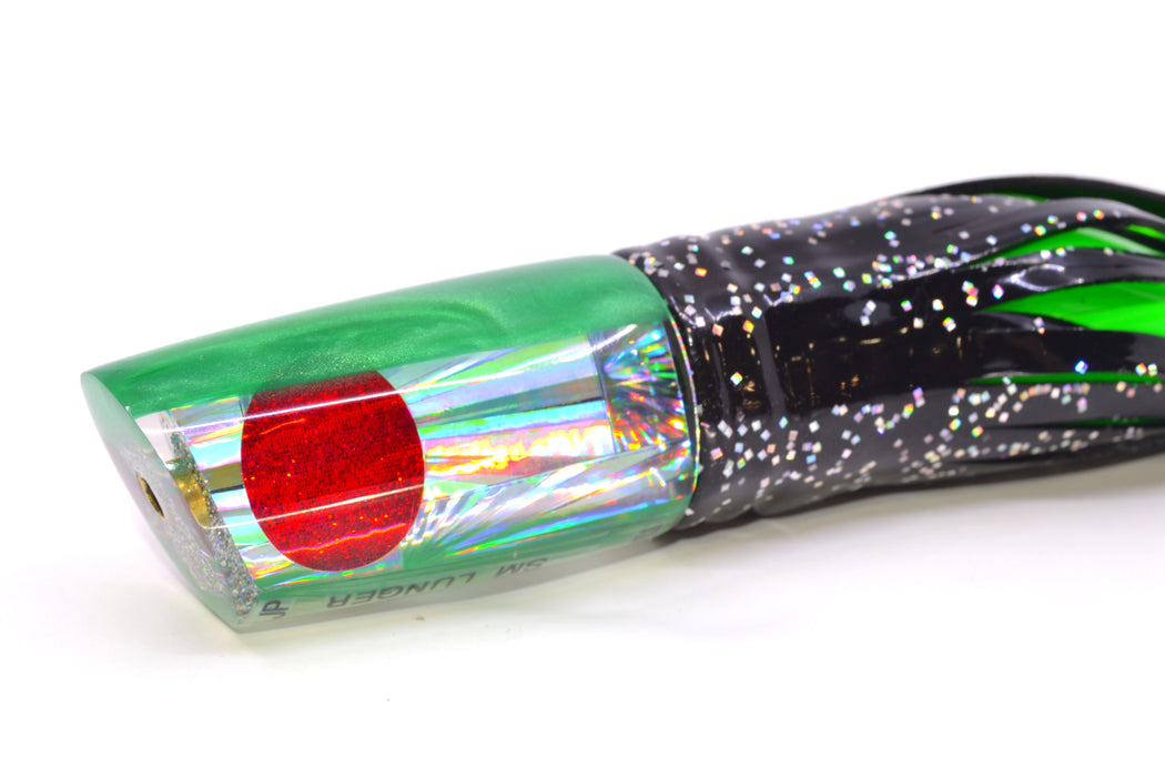 Koya Lures Silver Rainbow Starburst Green Back JP Small Lunger 10" 6oz Skirted Black