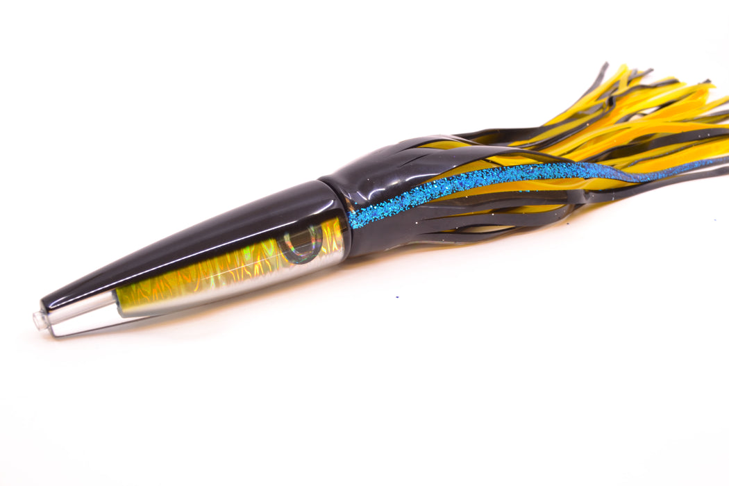 Moyes Lures Yellow-Silver Aurora Black Back Ono Rocket 9" 8oz Skirted Yellowfin