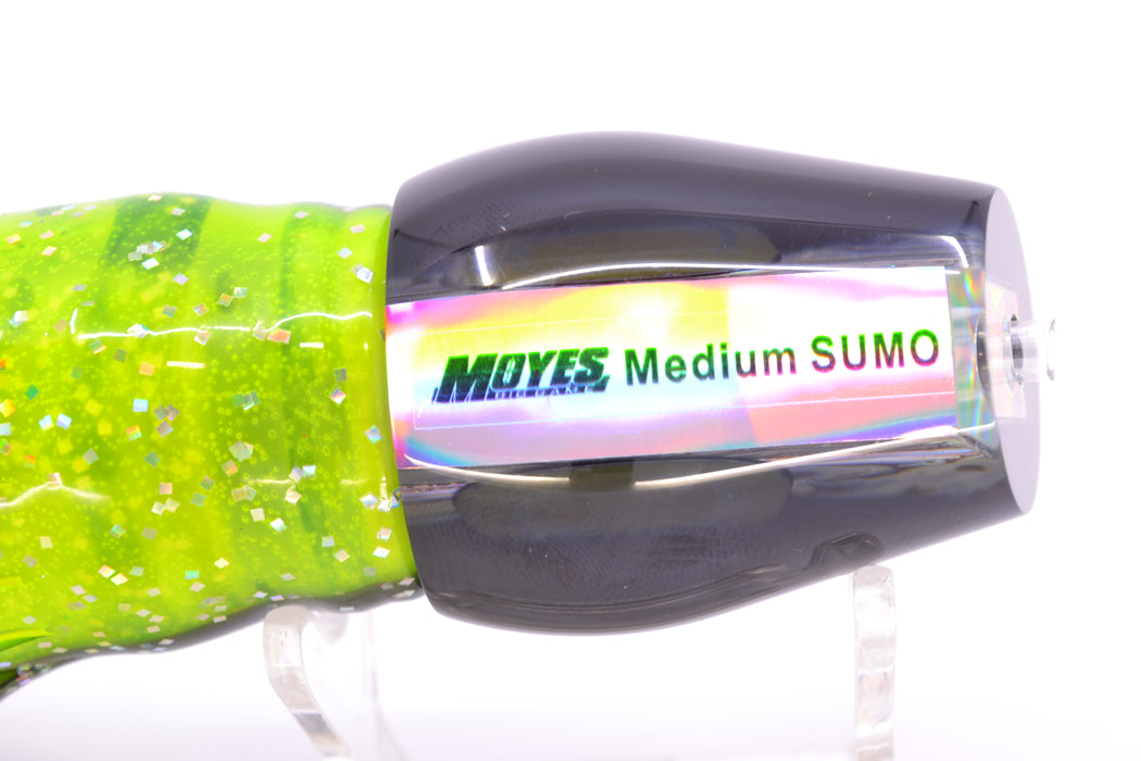 Moyes Lures Paua Shell Black Back Taxi Eyes Medium Sumo 12" 6.8oz Skirted Magic Johnson