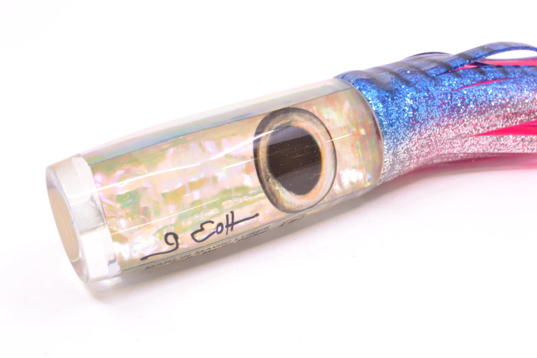 Marlin Magic White Awabi Taxi Eyes Large Hard Head 12" 7oz Skirted Blue Aurora/Pink