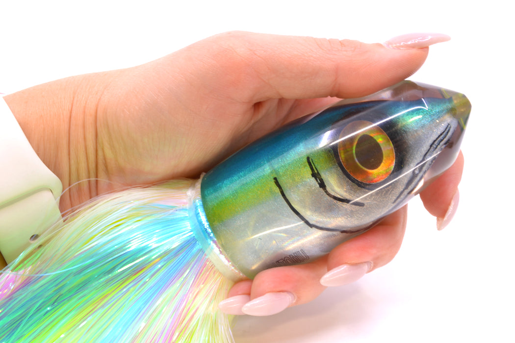 Tsutomu Lures Blue-Yellow-Silver Fish Head Benchmark Bullet 12" 8oz EZ Flash Feathersword