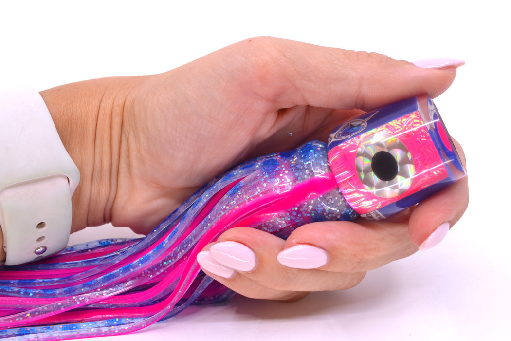 Azores Lures Pink Oil Slick Blue Back Black-Silver Eyes Tuna Feast 9" 3oz Skirted
