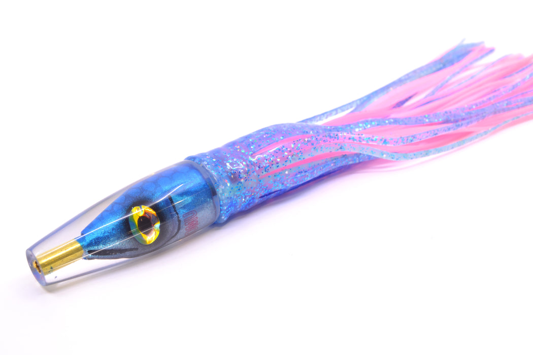 Tsutomu Lures Blue Dot Back Blue-Silver Fish Head Poke Invert 6" 3.2oz Skirted Blue Dots