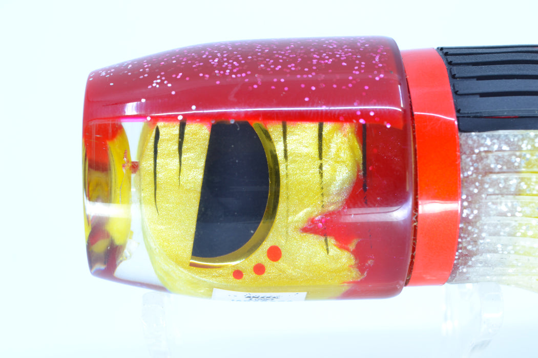 Amaral Lures Yellow-Red Pearl Black Stripes Red Back Jararaca 12" 4oz Black-Red-Clear *CHIPPED* GZE