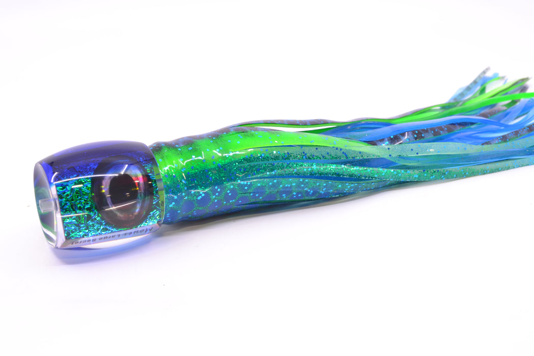 Moyes Lures Blue-Green Oil Slick Blue Back Taxi Eyes Large Secret 12" 6.5oz Skirted GZE