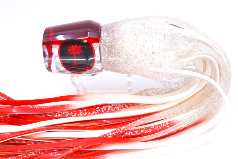 Palmetto Lures Silver Rainbow Flake Red Back Maverick 12" 7.8oz Skirted Silver-Red Tips
