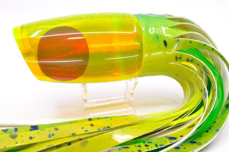 Koya Lures Chartreuse Rainbow Red Eyes Large Poi Dog 16" 14.5oz FT Vinyl Mahi