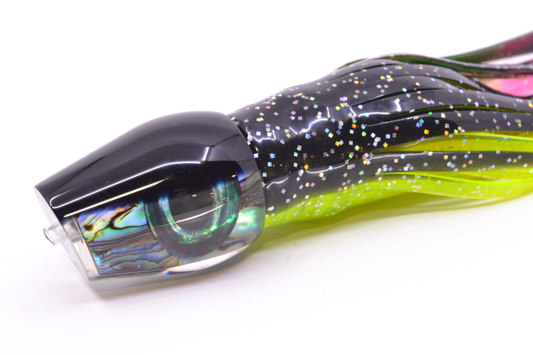 Moyes Lures Paua Shell Black Back Taxi Eyes Medium Sumo 12" 6.8oz Skirted Magic Johnson
