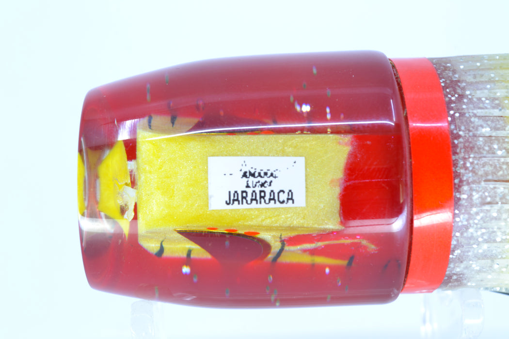 Amaral Lures Yellow-Red Pearl Black Stripes Red Back Jararaca 12" 4oz Black-Red-Clear *CHIPPED* GZE