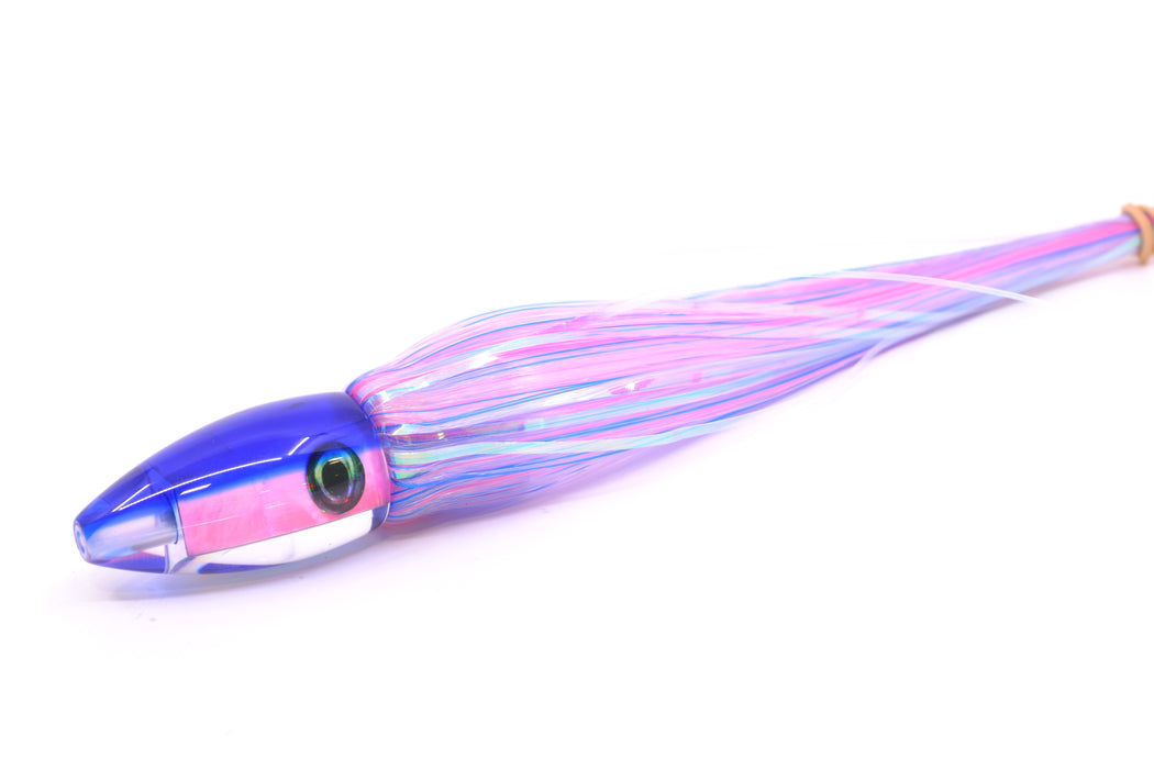 Moyes Lures Pink MOP Blue Back Poon 5" 1.3oz Skirted Mixed Blue-White-Pink Hair