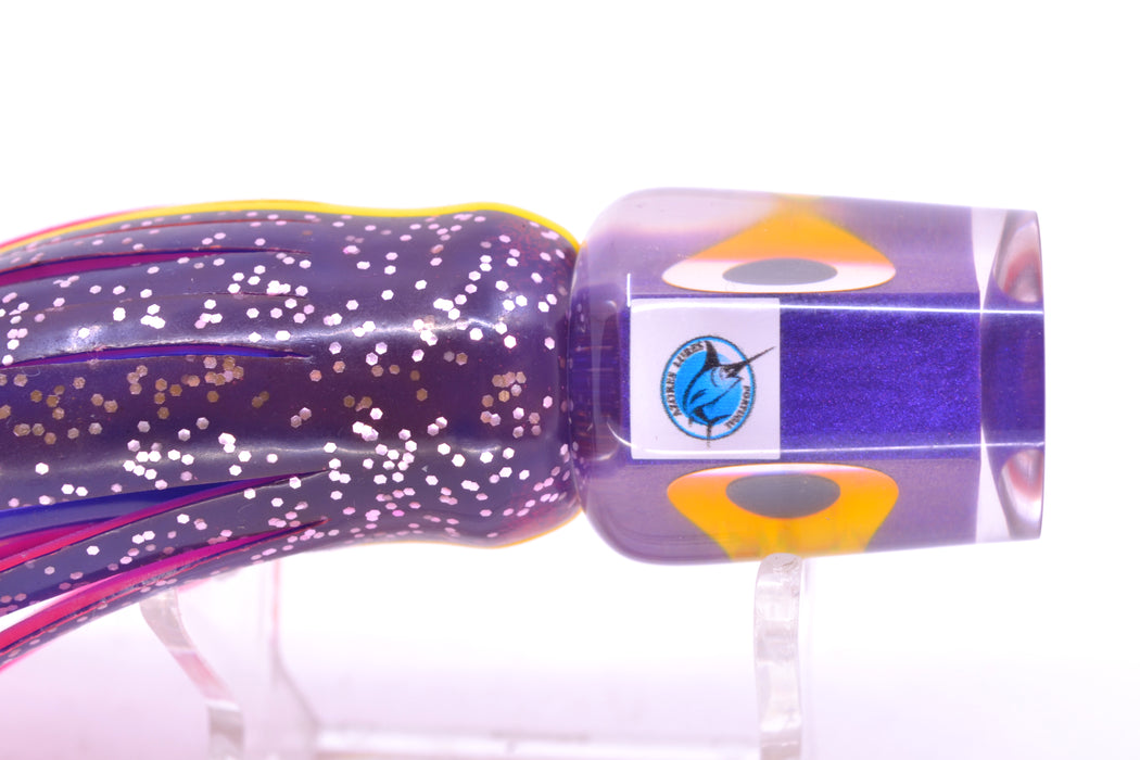 Azores Lures Purple Pearl Black-Gold Eyes Mini Tuna Feast 7" 2.3oz Skirted Purple-Yellow-Pink