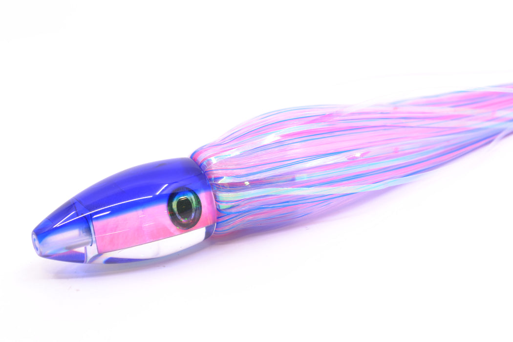 Moyes Lures Pink MOP Blue Back Poon 5" 1.3oz Skirted Mixed Blue-White-Pink Hair