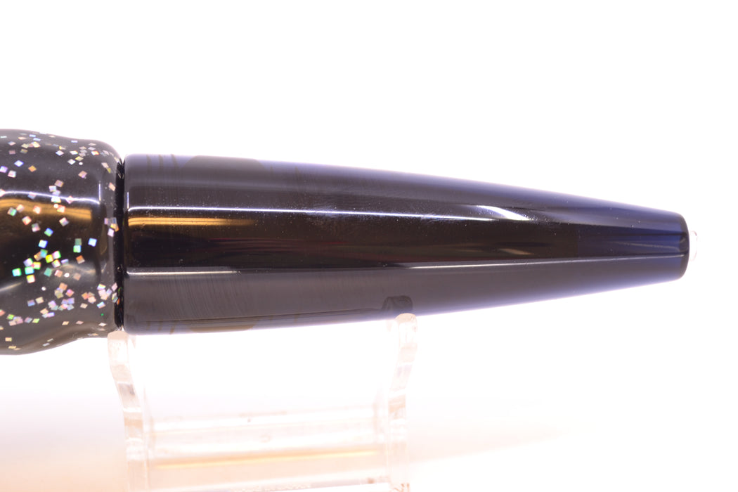 Moyes Lures Black Mackerel Taxi Eyes Ono Rocket 9" 8oz Skirted Black Aurora/Blue-Green