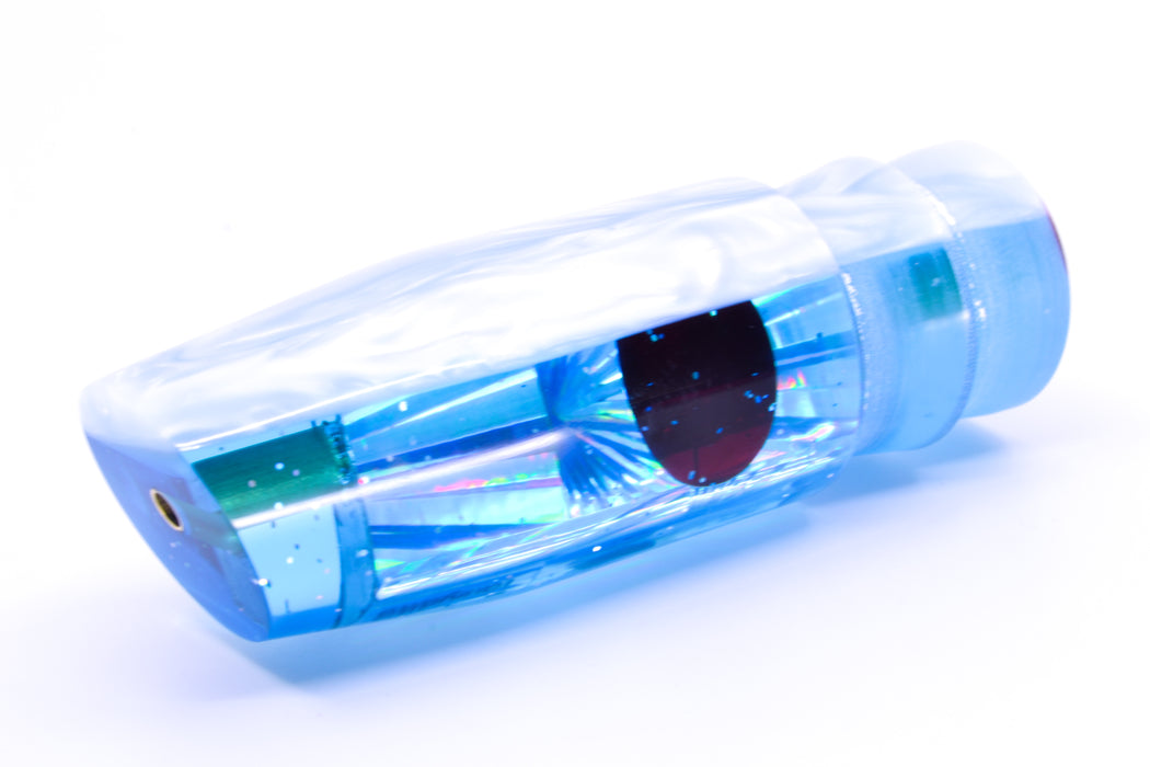 Tanigawa Lures Ice Blue Rainbow Starburst Ice Blue Pearl Back Red Eyes Plunger 9" 5oz